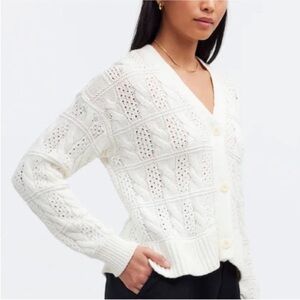 Madewell Cream Open Stitch able Cardigan Sweater, Size XL, NWT